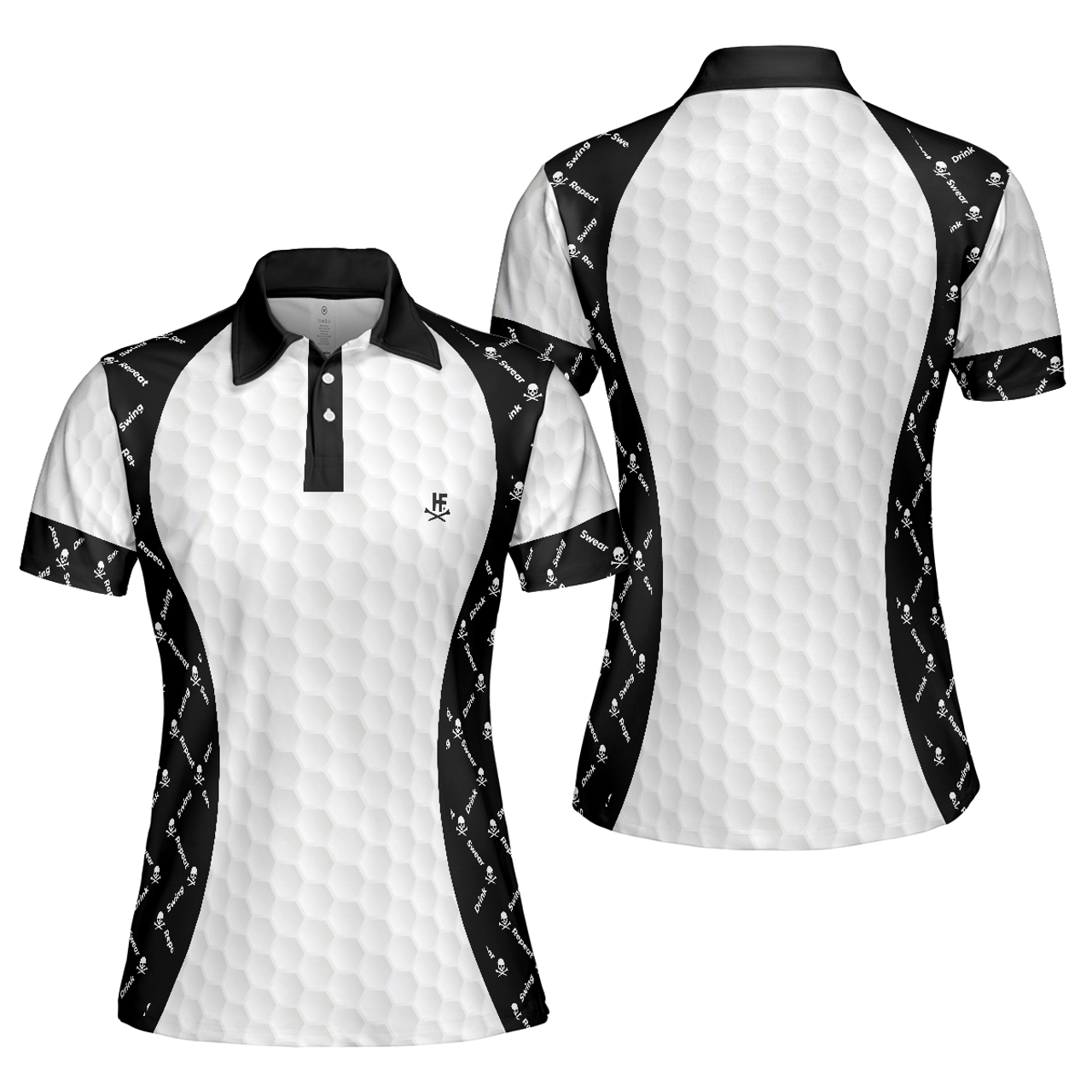 Swing Swear And Repeat With Skull Argyle Pattern Golf Women's Polo Shirts S-5XL
