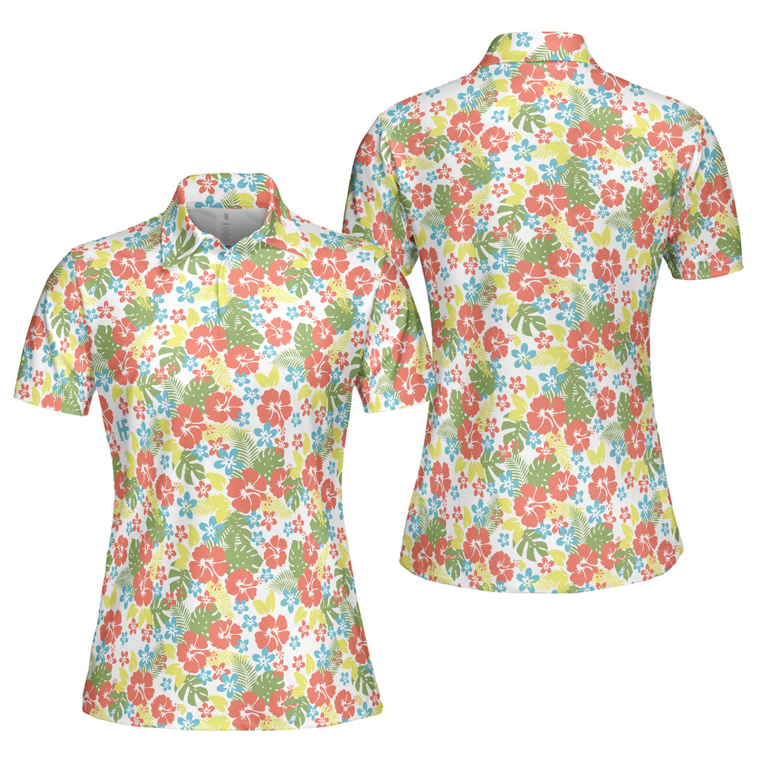 Tropical Flowers Pattern Golf Short Sleeve Women's Polo Shirts S-5XL