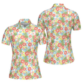 Tropical Flowers Pattern Golf Short Sleeve Women's Polo Shirts S-5XL