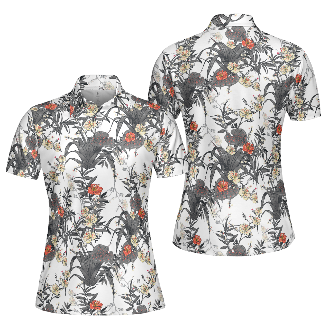 Tropical Flowers Shirt Golf Short Sleeve Women Polo Shirt S-5XL