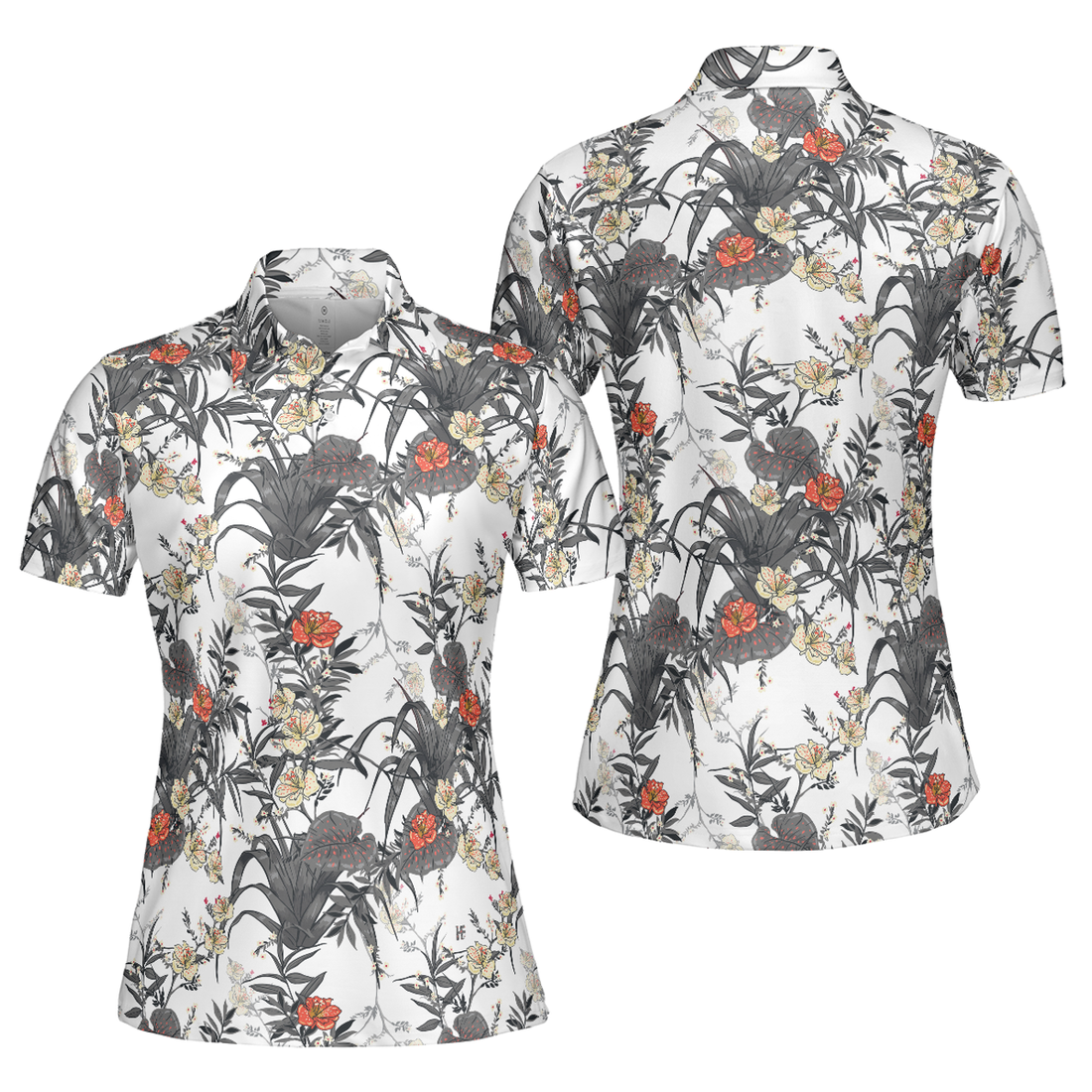 Tropical Flowers Shirt Golf Short Sleeve Women Polo Shirt S-5XL