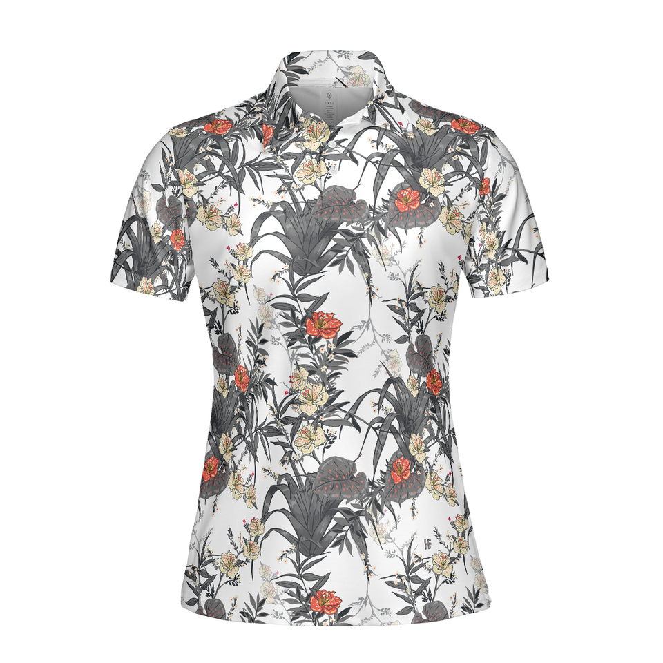 Tropical Flowers Shirt Golf Short Sleeve Women Polo Shirt S-5XL