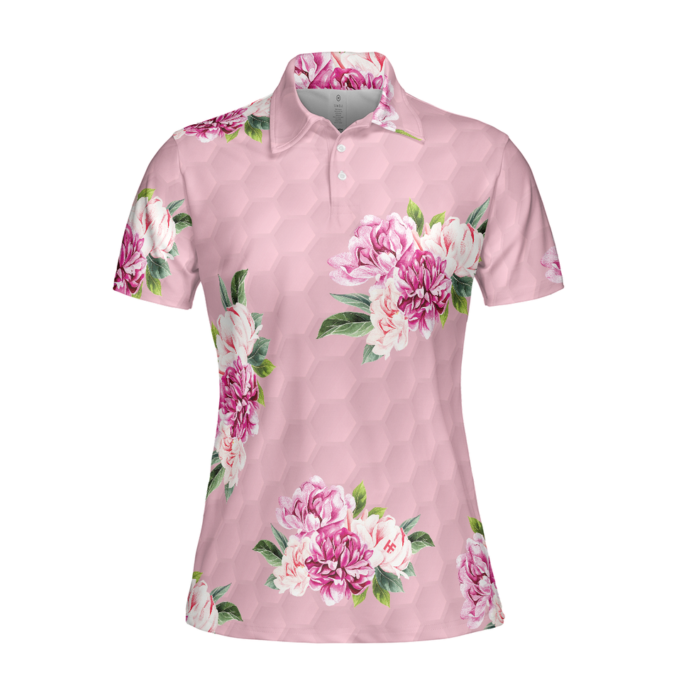Watercolor Flowers And Golf Short Sleeve Women's Polo Shirts S-5XL
