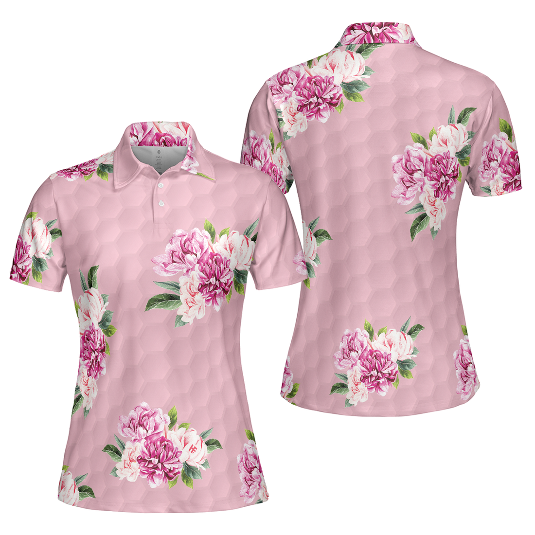 Watercolor Flowers And Golf Short Sleeve Women's Polo Shirts S-5XL