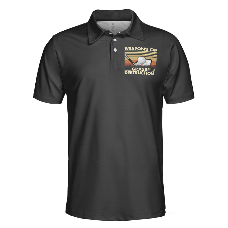 Vintage Chess Graphic Black Golf Shirt Weapons Of Grass Men's Polo Shirt S-5XL