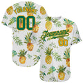 Custom White Kelly Green Gold Pineapples Baseball Jersey S-5XL
