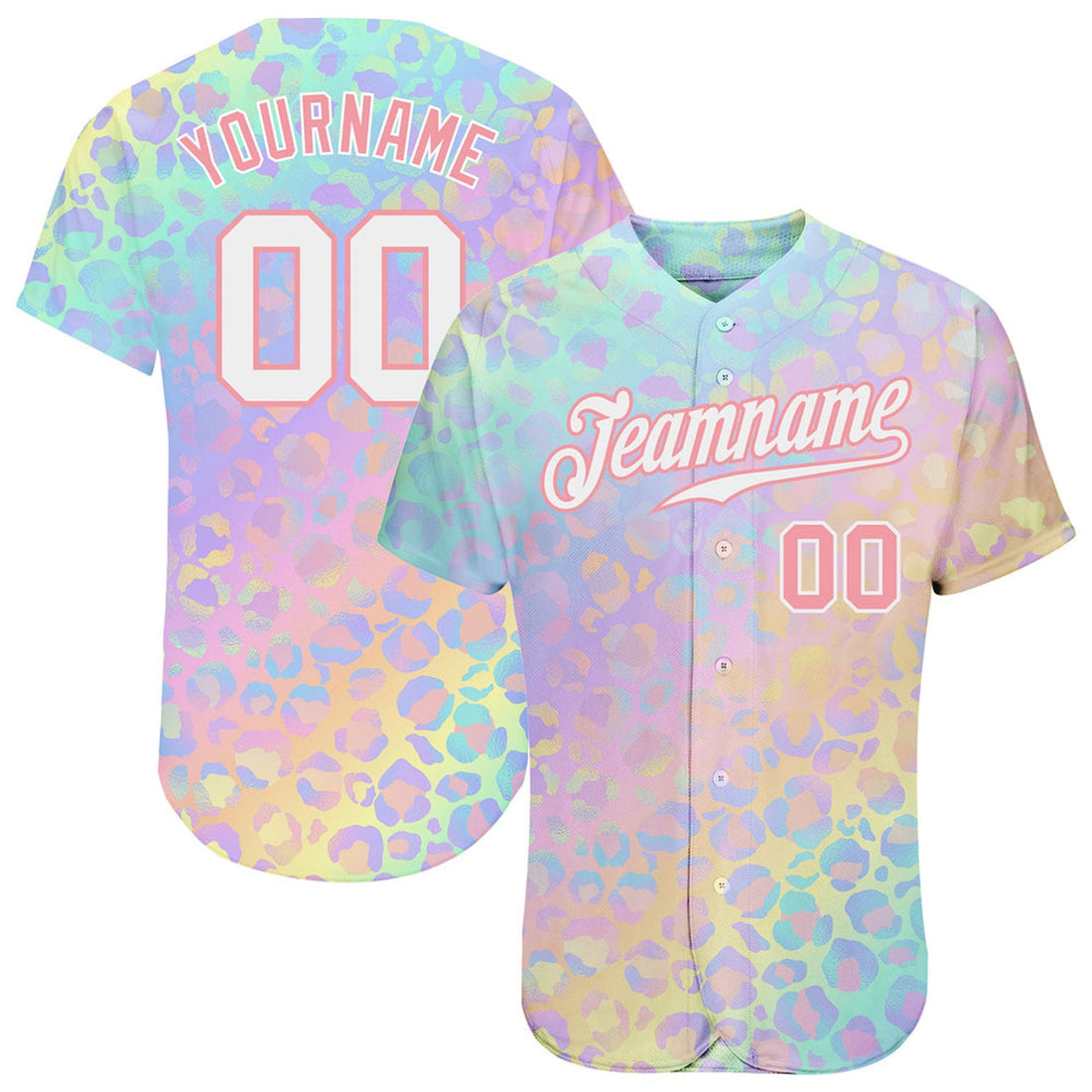 Custom White Pink Leopard Baseball Jersey S-5XL