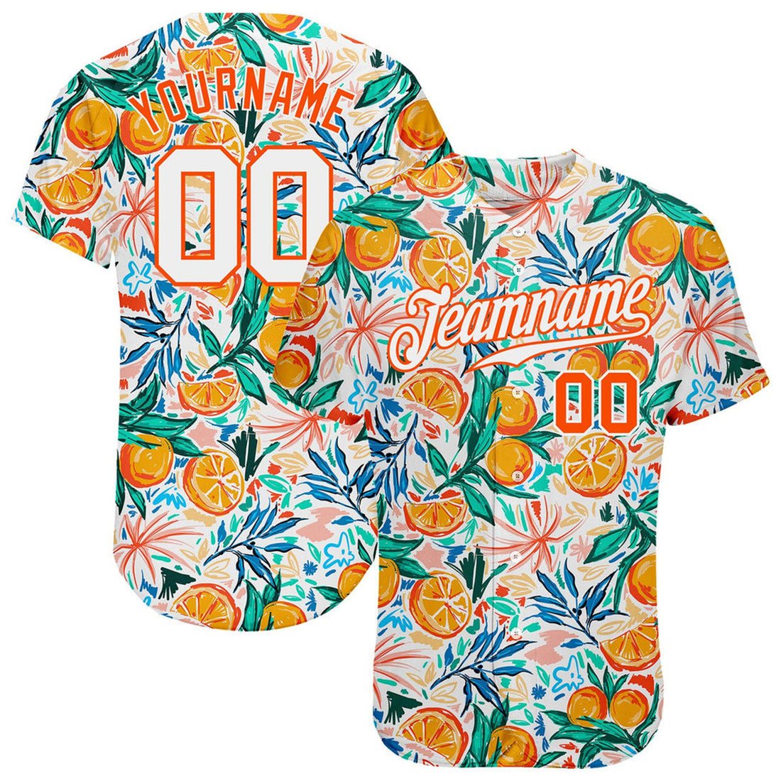 Custom Orange 3D Pattern Design Fruits Baseball Jersey S-5XL